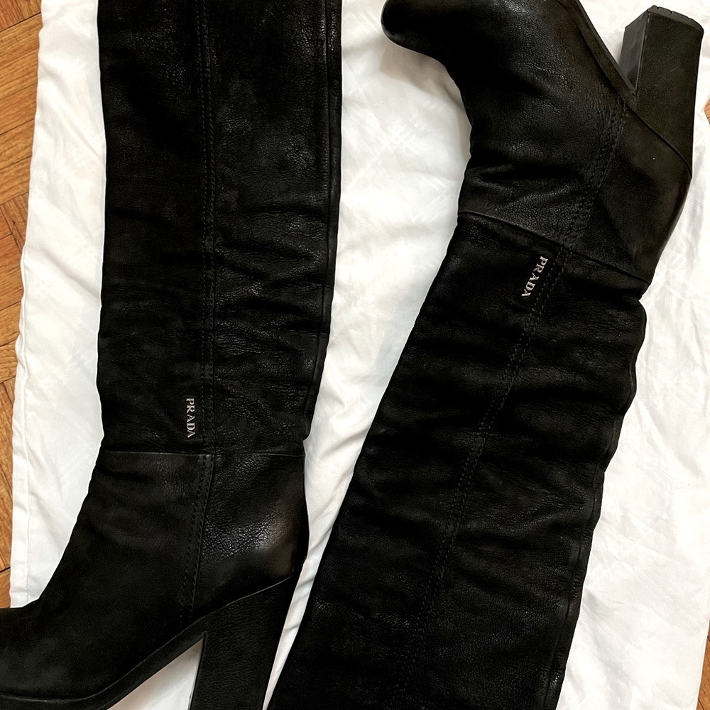 Prada Black Leather Boots size 6.5 (Authentic)